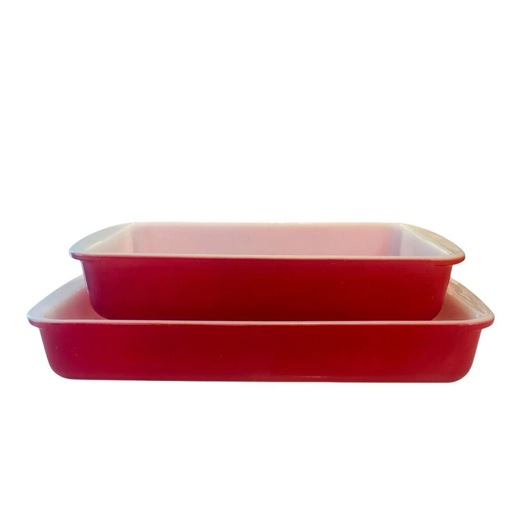 Vintage Pyrex Flamingo Pink Baking Dish Set #231 #232 Pink Milk Glass USA